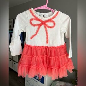 First Impressions White & Coral Bow Tulle Tutu Dress Size 18M